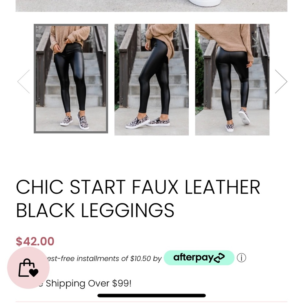 Pink Lilly black faux leather leggings